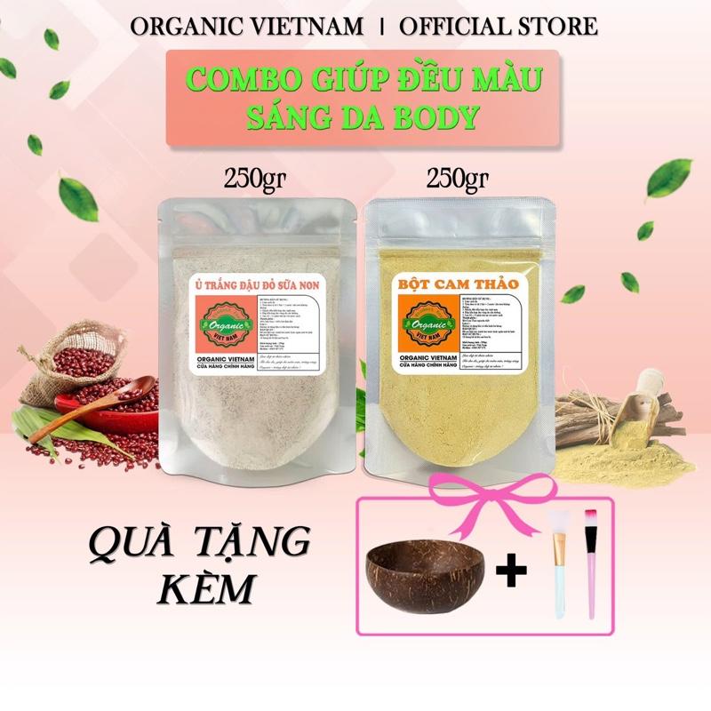 trắng Combo Đậu Đỏ Sữa Non (250gr) + Cam Thảo (250gr)  - Dưỡng Da Body - Giúp Đều Màu Sáng Da, Dưỡng Body. Kèm Quà Tặng. bột camthảo ttbc ủ mặt nạ