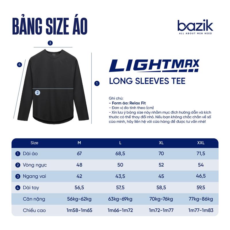 Áo Thun Dài Tay Nam BAZIK Relax Fit co giãn 4 chiều, vận động thoải mái, giữ nhiệt tốt Menswear Top Đen 5