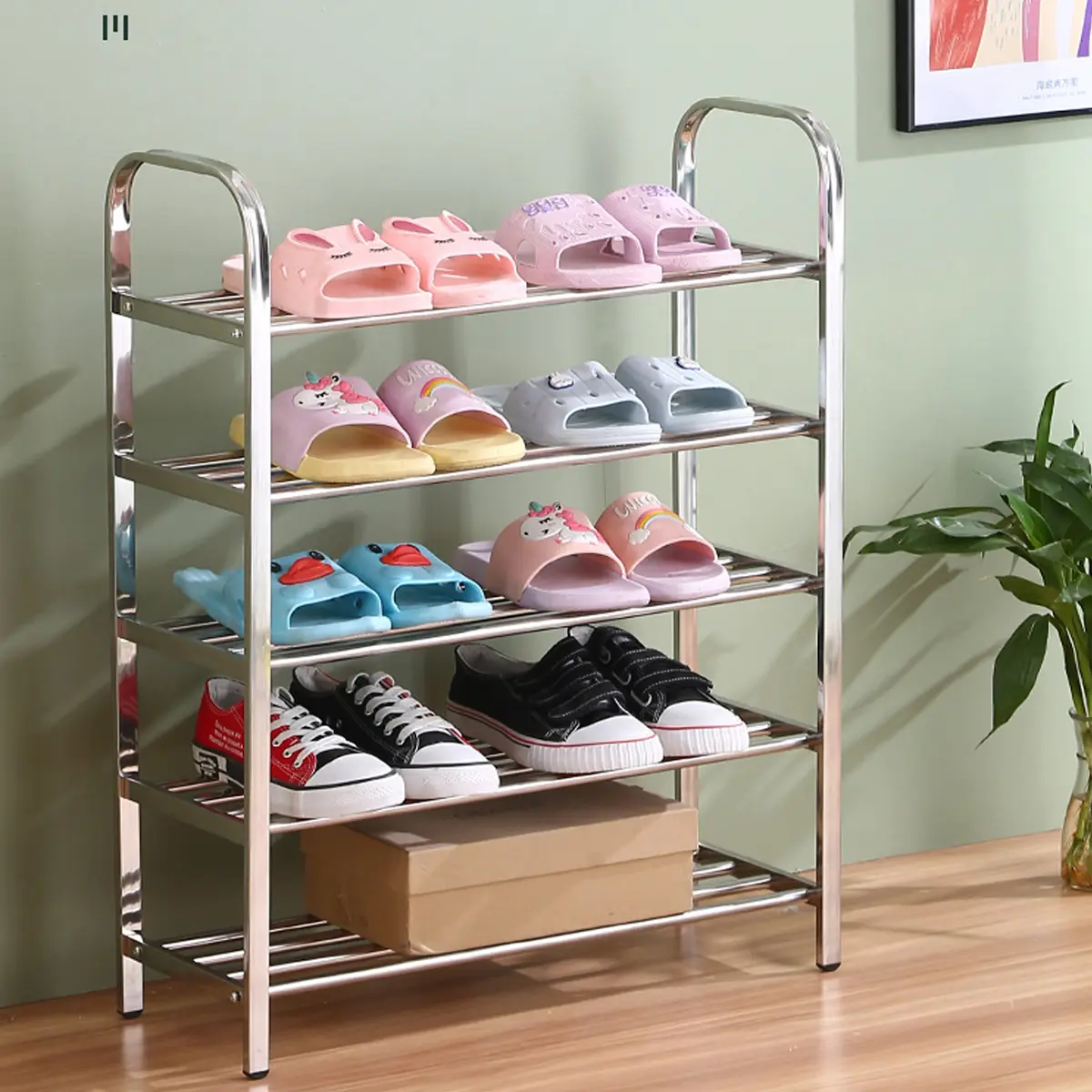 ชั้นวางรองเท้า ที่วางรองเท้าสแตนเลส shoe rack สแตนเลสติดตั้งง่าย เรียบง่าย แข็งแรง ไม่สั่นคลอนง่าย