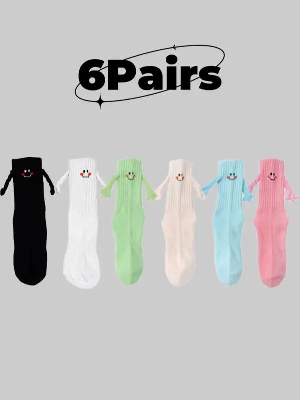 Cartoon Face Holding Hand Design Sports Socks, Casual Moisture Wicking Socks, Soft Comfy Breathable Socks for All Seasons 7