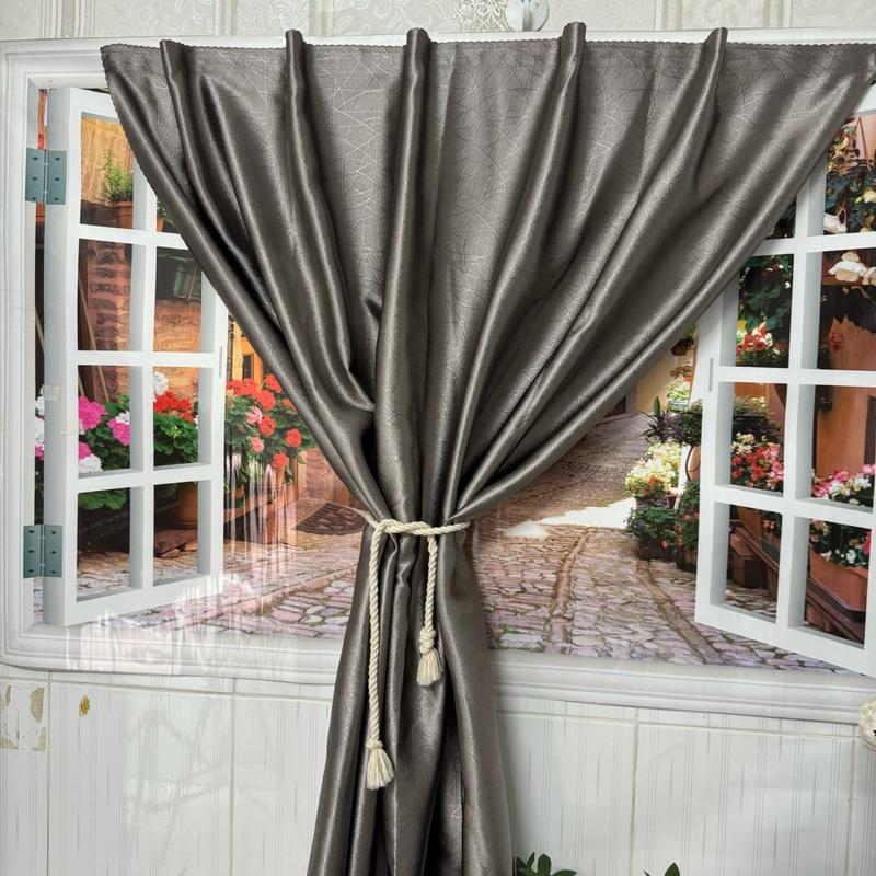 Rèm cửa DÁN TƯỜNG XÁM NÂU không cần khoan không cần thanh treo Chất liệu vải Gấm cao cấp chống nắng chống nóng bao gồm miếng dán keo dùng décor trang trí phòng ngủ cửa sổ dễ lắp đặt và tháo rời