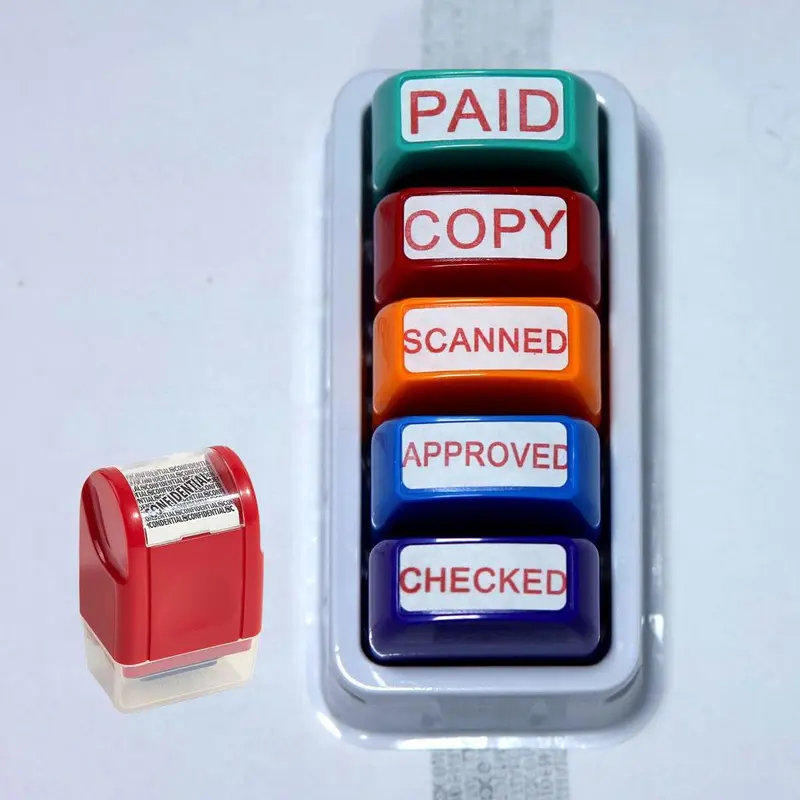 Stamp Set, 1 Count ID Identity Protection Roller Stamp & 5 Counts/set Paying Stamp, Stationery Supplies for Confidential Information 0