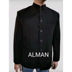 baju koko pria semijas atasan busan motif mandarin  Hitam Putih