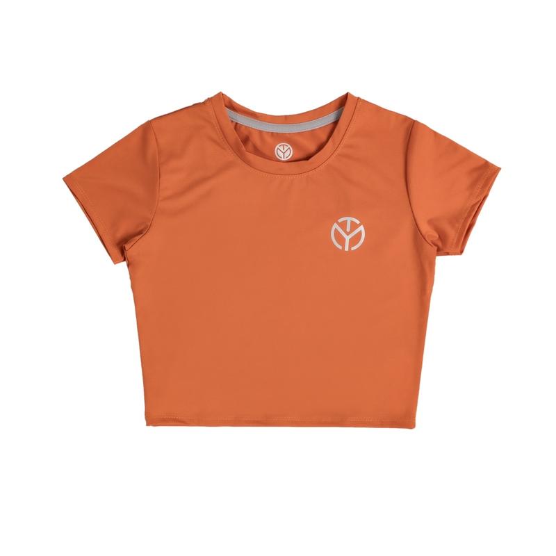 Áo Thun Croptop Cổ Tròn thể thao Nữ tập Gym Yoga Pilates TYM AWT005 - Vải Poly 4 chiều mềm mại - Thoáng mát - Sport Tập Thể Dục Tập Aerobic Tập Yoga