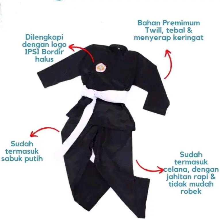 Seragam SILAT ANAK & DEWASA bunus IPSI bordir Nyaman Uniseks Set Sport Outdoor 2