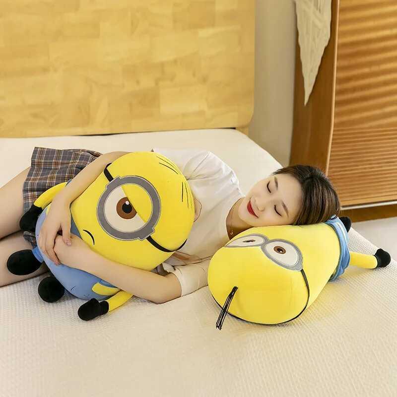 Minions Movie Periphery Yellow Bob Stuart Stuffed Toys In Jeans Soft Dolls Pillow Decoration Children Birthday Gift 3