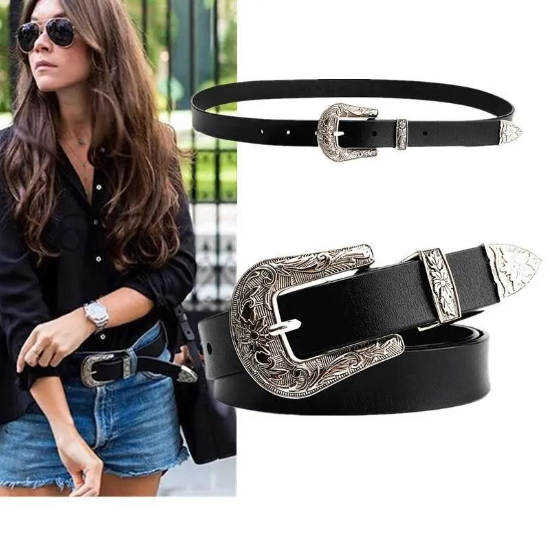 Vintage Belt for Women Ins Style European and American Pin Buckle Fashion Versatile Dress Jeans PU Belt for Girls