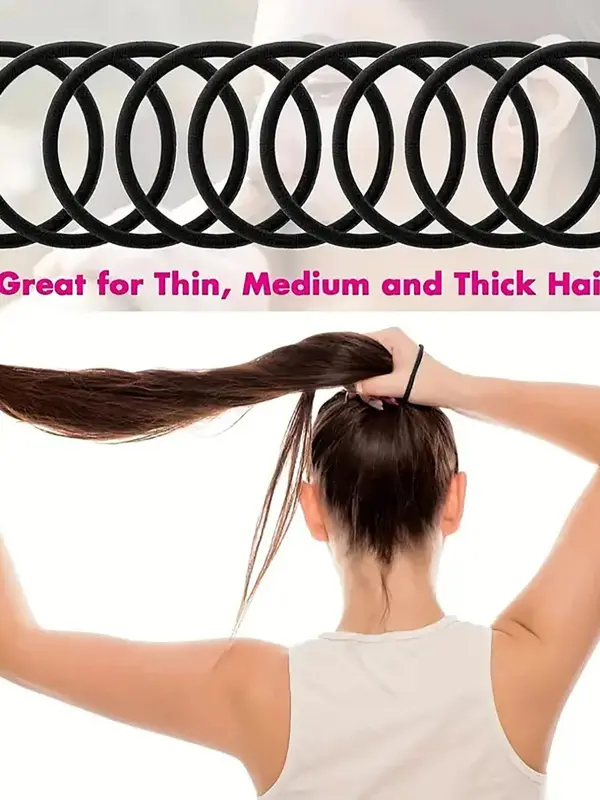 Solid Color Hair Tie (100pcs), High Stretch Durable Hair Tie, Durable Accessories for Women & Girls, Minimalist Headwear Suitable for Thick Hair 4