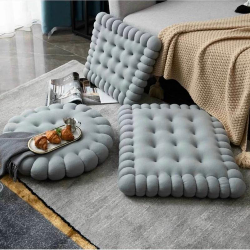 Bệt Ngồi Bánh Quy Hình Tròn Hình Vuông, Nệm Ghế Phong Cách Nhật, Gối Tựa Lưng Sofa Cao Cấp