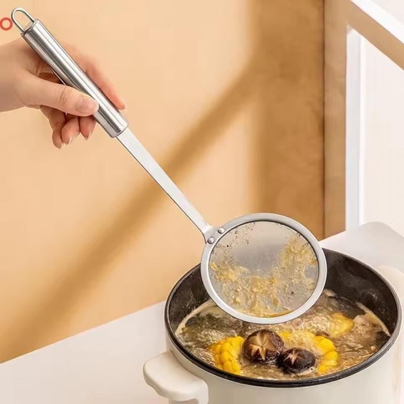 1/2pcs Saringan Jala Perkolator Lemak Jepang Hot Pot Filter Sup Sendok Skimmer Stainless Steel Sendok Penyaring Minyak