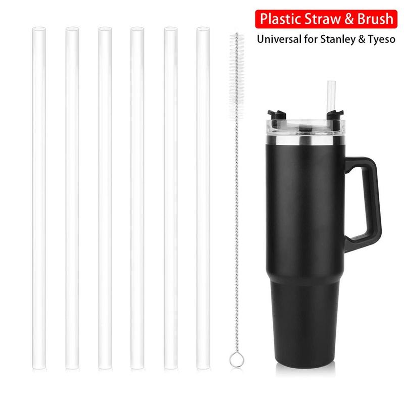 Product Introduction of 1Sets Durable Straight Plastic Straws with Brush 9mm Cup Straw Drinking Reusable Replacement Straw 15