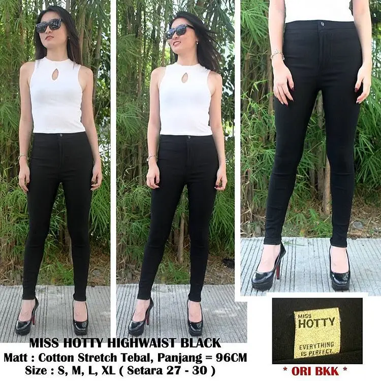 Celana Highwaist Miss Hotty Jegging Wanita Bahan Katun Otomen Melar