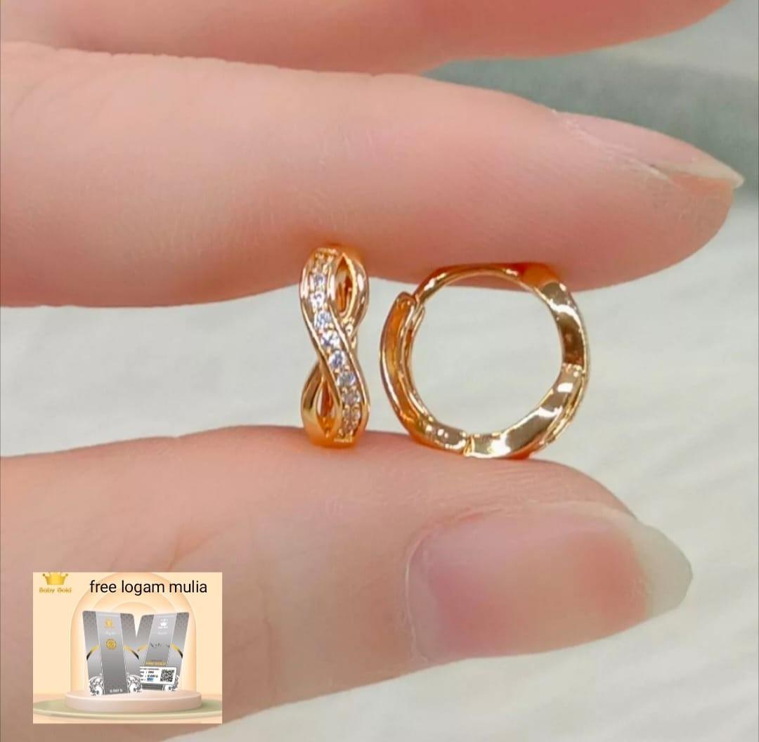 Anting titanium asli ori model 2023 dewasa simple elegan korean style kekinian terlaris Aksesoris Emas Gold Perhiasan Wanita Earrings