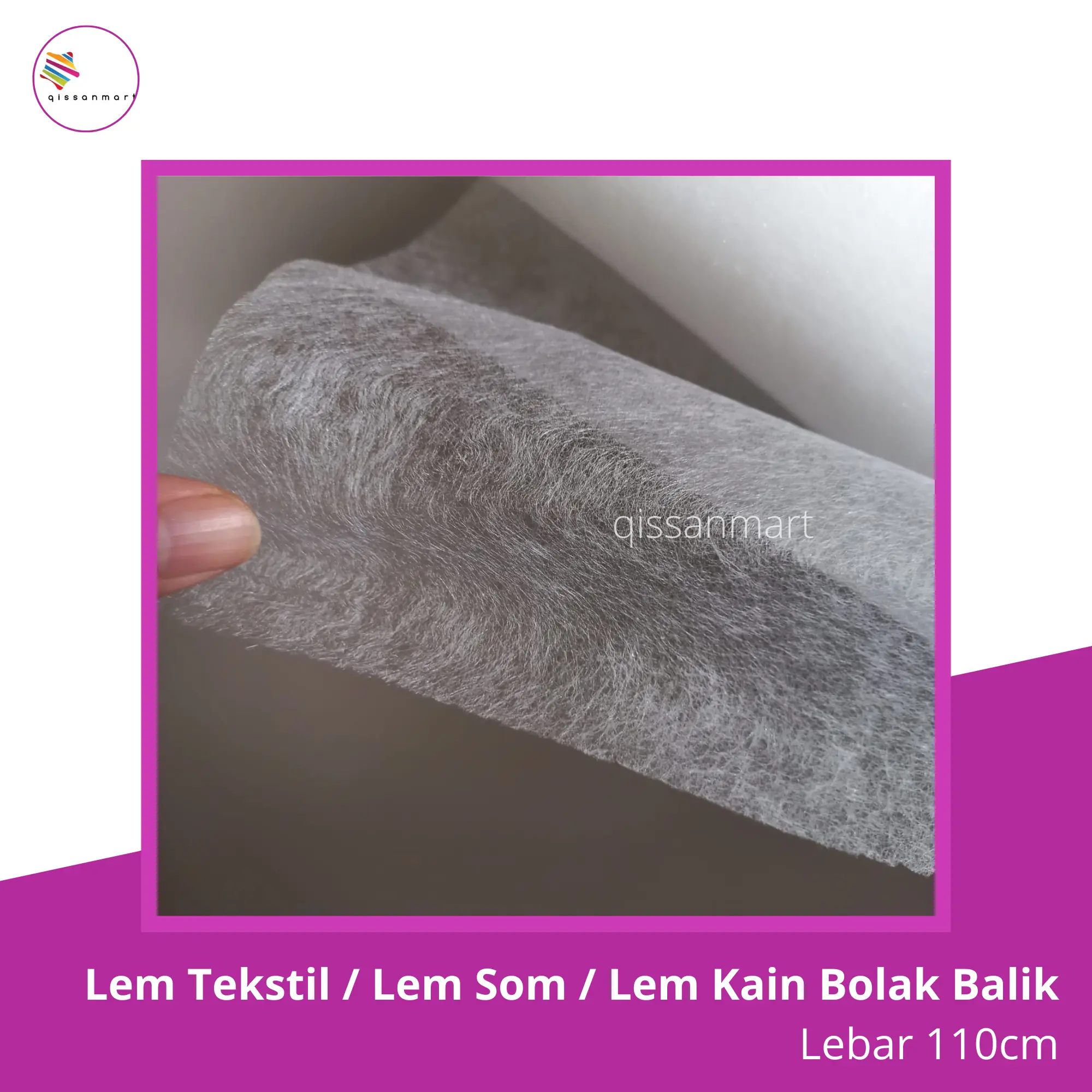 Lem Tekstil, Lem Som, Perekat Kain Bolak Balik, Perekat Kain 2 Sisi, Lebar 110 Cm