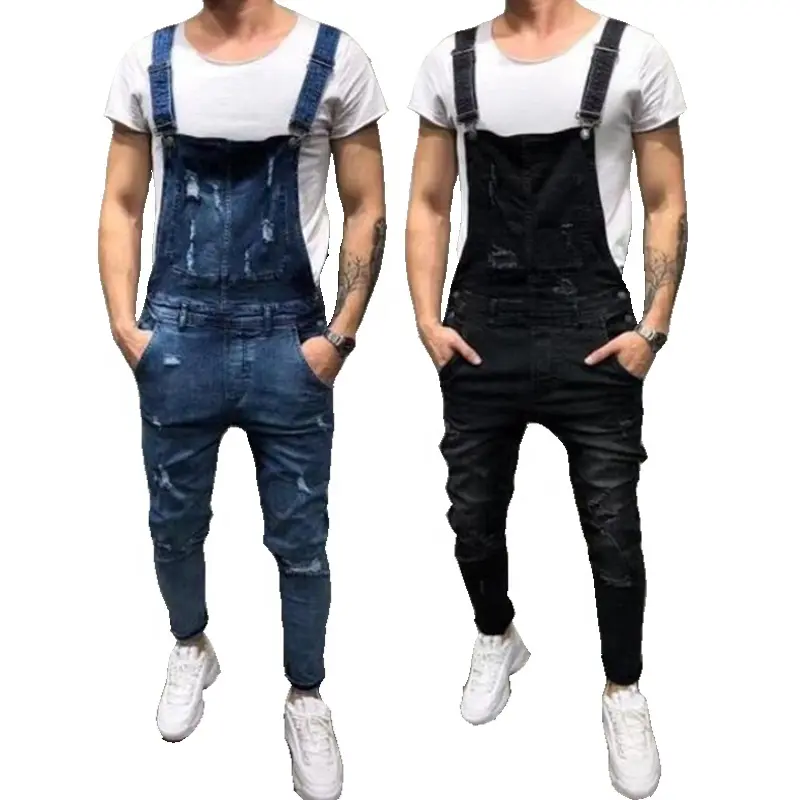 Jumpsuit denim lelaki, MJ096 ODM OEM OA, pembayaran pereka, seluar jeans demin lelaki, seluar jeans kurus tertekan, overall denim lelaki