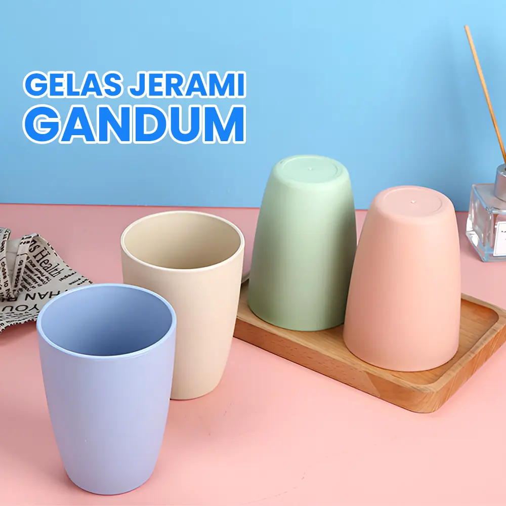 AY Gelas Jerami Gandum Cangkir Tahan Jatuh