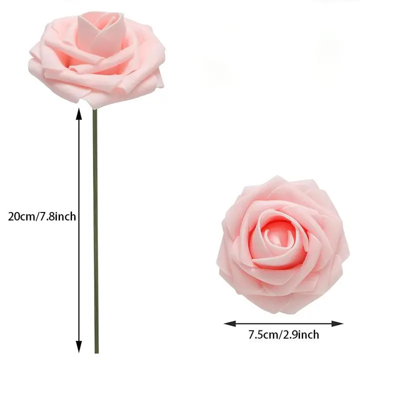 Artificial Rose Flower, 25pcs/set Faux Rose Flower with Stem, Fake Rose Flower for Wedding Bridal Bouquet, Home Decor, Party Decoration 1