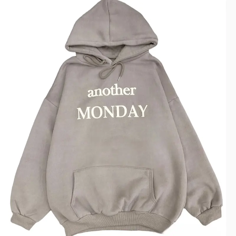 Áo hoodie nỉ tàu chữ Monday form thụng nam nữ tới 72kg Top Thun hoodie 4
