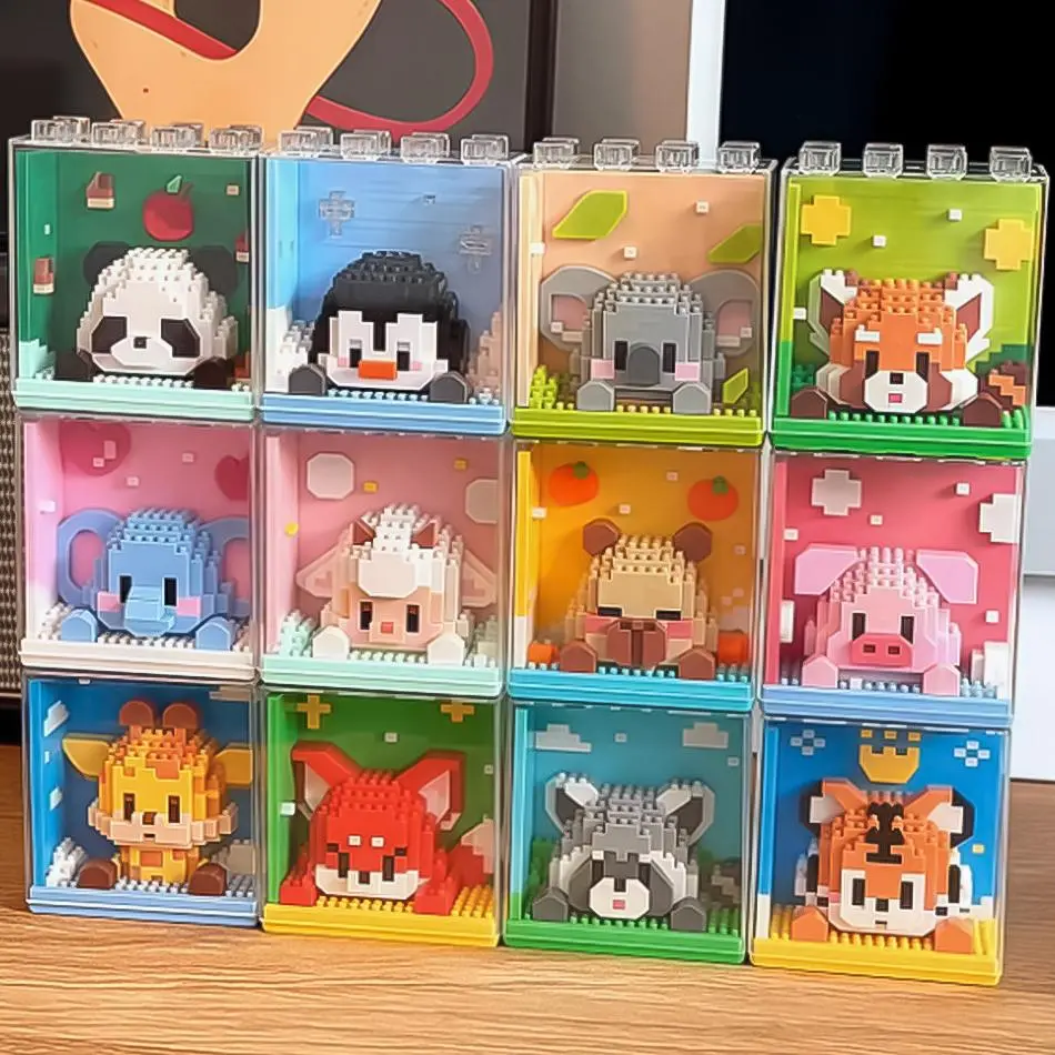 Cute Animal Design Micro Model Building Block, 1 Box Mini Pets Block with Display Box, City Cartoon Animal Diamond Bricks Toy, Gift for Her, Men's Gift