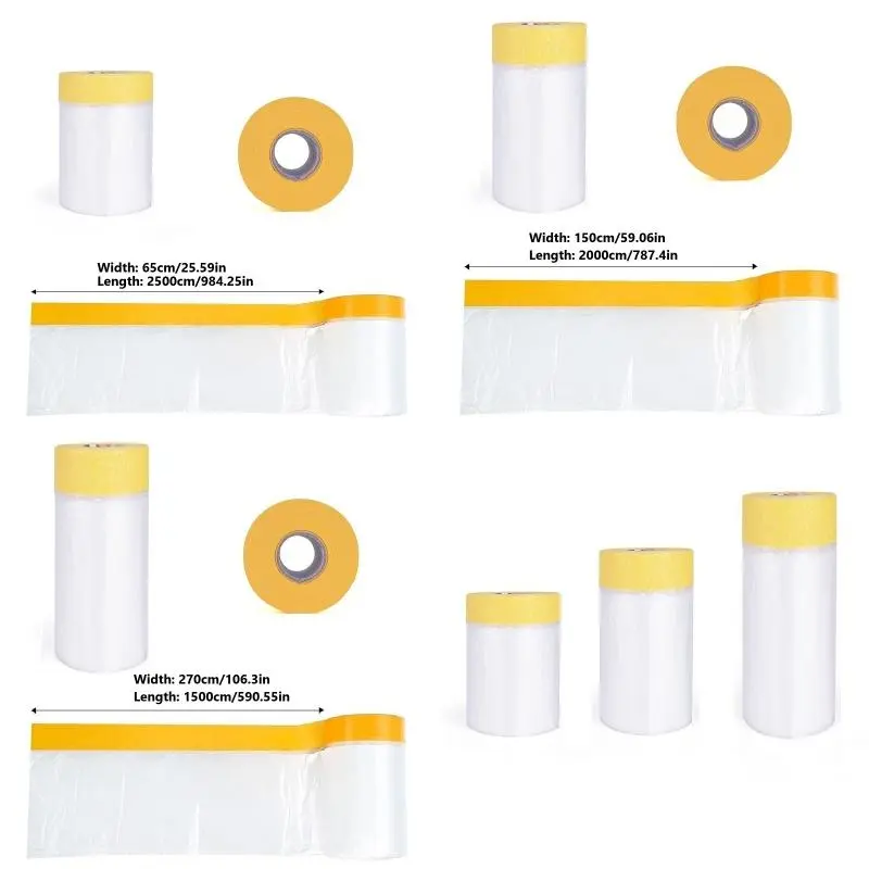 Pre-adhesive Masking Film, 1 Count Transparent Paint Plastic Masking Film, Car Painter Masking Tape Film, Plastic Film Cover for Household Appliances and Furniture 1