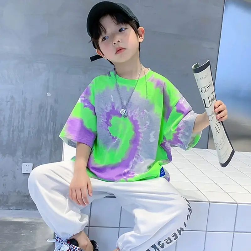 Áo Thun Hip Hop Ngầu Cho Trẻ Em, In Graffiti Nhiều Màu Sắc, Áo Phông Ngắn Tay Dáng Rộng Vừa Vặn Cho Bé Trai Và Bé Gái, 120-170CM, Còn Hàng Và Vận Chuyển Nhanh 0