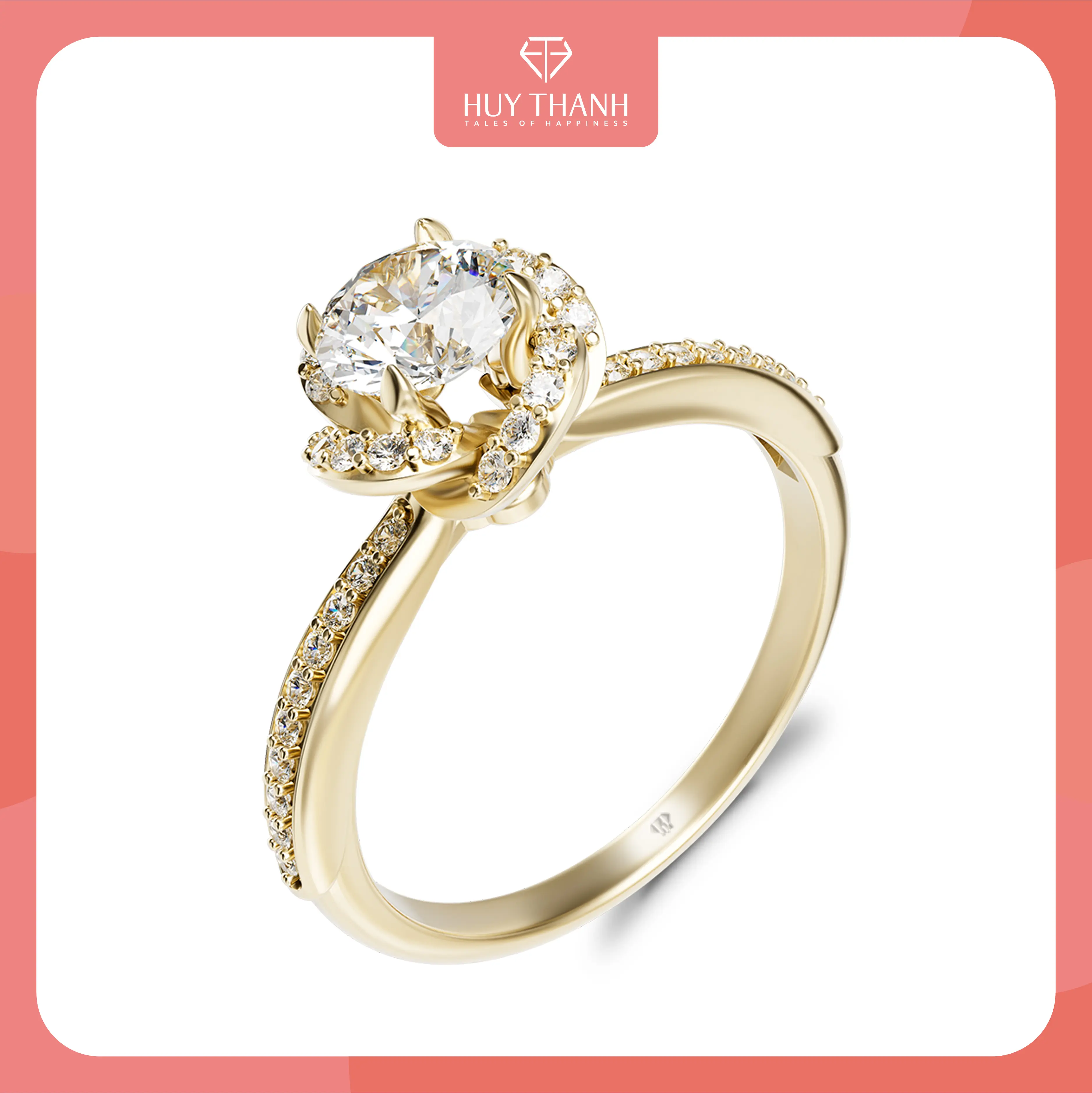 HuyThanhJewlery NDINO286 Nhẫn cầu hôn vàng tây 14K Đá Cz (BST Cưới Anh Đi)