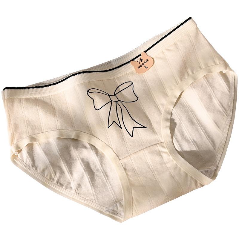 2025 Cotton Cartoon Printed Underwear for Women Elastic Hip Antibacterial Cotton Crotch Breathable Mid Waist Girl Student Underwear Fashion Best-Seller 4