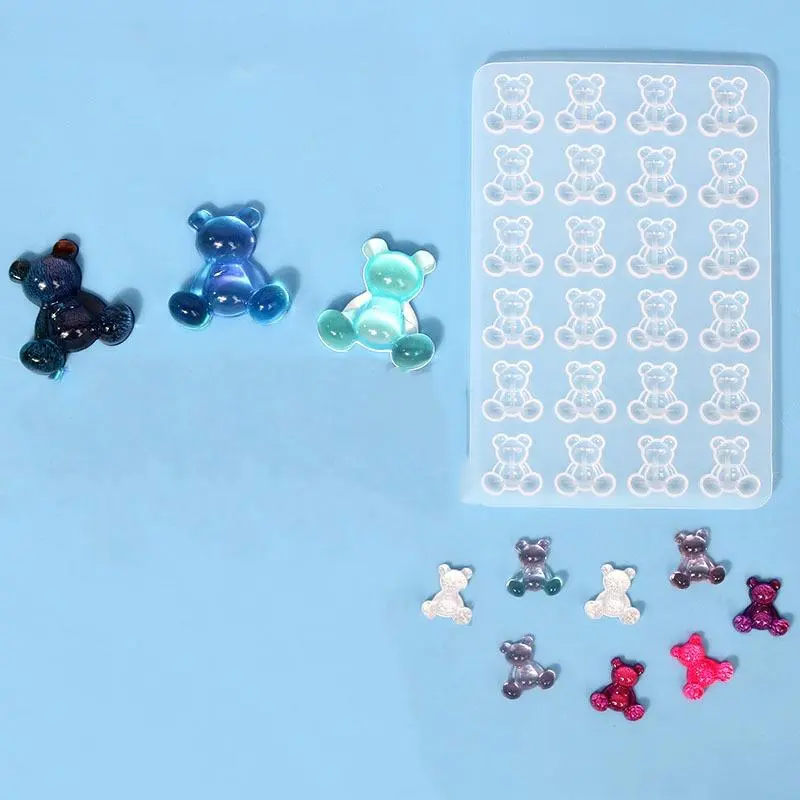 Bear Shaped Silicone Mold, 1 Count 24 Grids DIY Mold for Earrings, Brooch, Hairpin, Crystal Drop Glue Mold, DIY Tool for Home Decoration