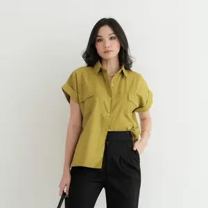 [Tavia] Laura Blouse / Blouse Wanita / Atasan Wanita / Kemeja Kerja Wanita / Linen Top Casual Cewek