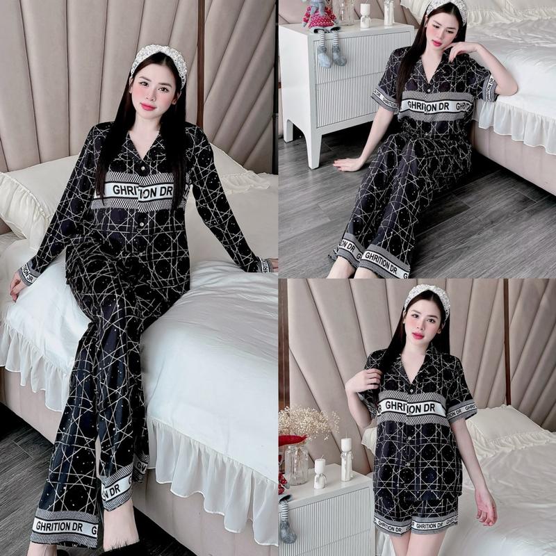  Bộ đồ Pijama zizac GHR in full lụa gấm xước cho Nữ sang chảnh DCD602 Sammy 