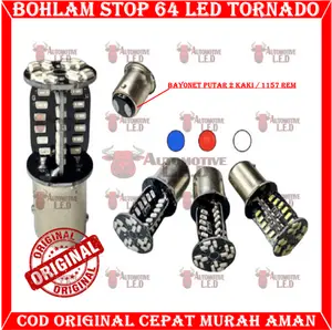 ORIGINAL BOHLAM STOP 64 LED TORNADO | LAMPU REM MOTOR 64 LED TORNADO 1157 REM Car
