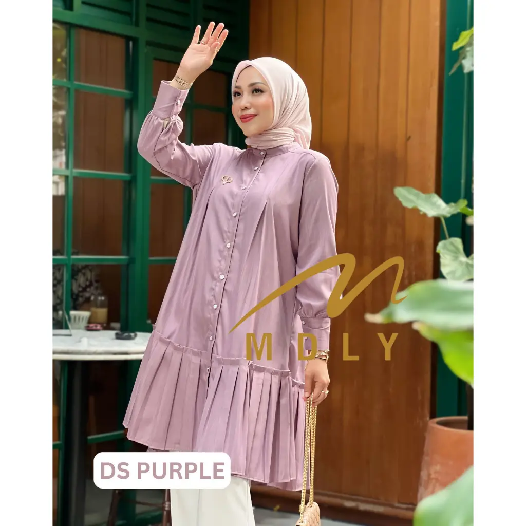 Baju Atasan Wanita Muslim The New Hima Tunik by Mdly Wudhu Panjang Basic Dress Gamis Linen