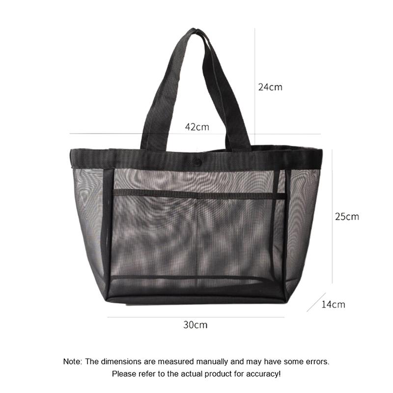 Product Introduction of Fashion Women Tote Bag Shopping Bag Female Portable Large Capacity Beach Tote Mesh Storage Handbag 0