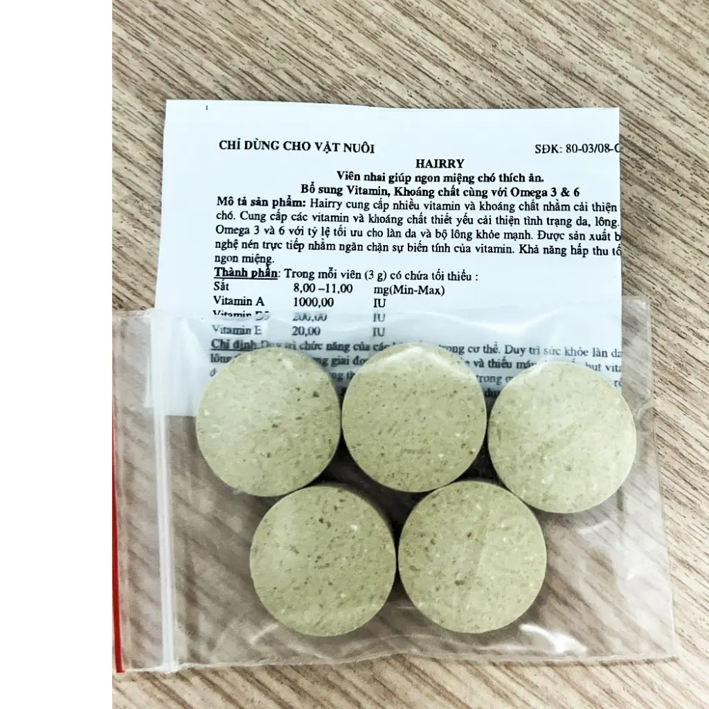 1 viên Hairry Nutri-tab cung cấp Vitamin và khoáng cho thú cưng của bạn