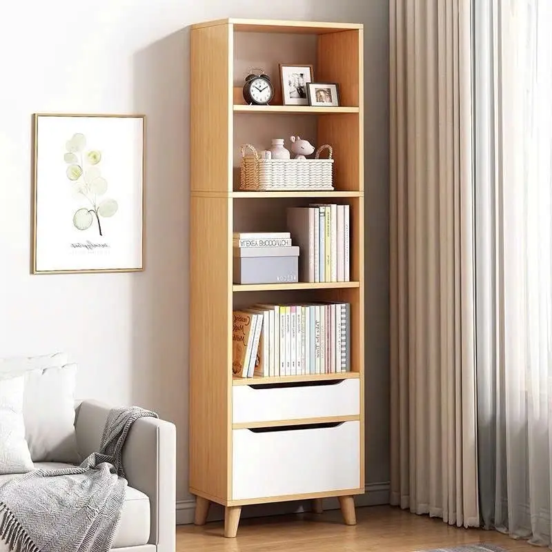 Kệ sách gỗ để sàn có ngăn kéo phong cách Bắc Âu nhiều tầng lắp ghép dễ dàng gỗ MDF phủ Melamine hiện đại, chống mối mọt 0