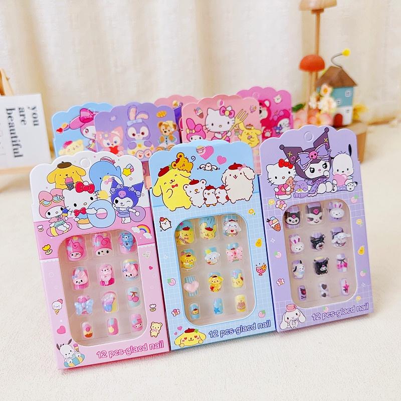 Set 24 Móng Tay Giả 3D Hình Sanrio Đáng Yêu Cho Bé