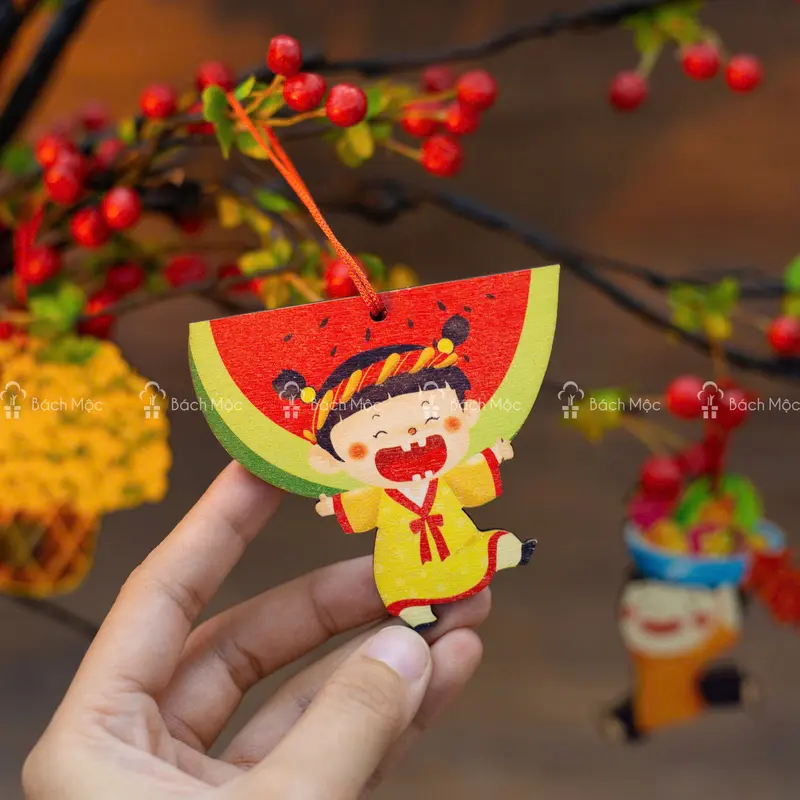 Set 10 hình gỗ (Mua 4 tặng 1) trang trí cầu may mắn, thuận lợi cho cả năm 8