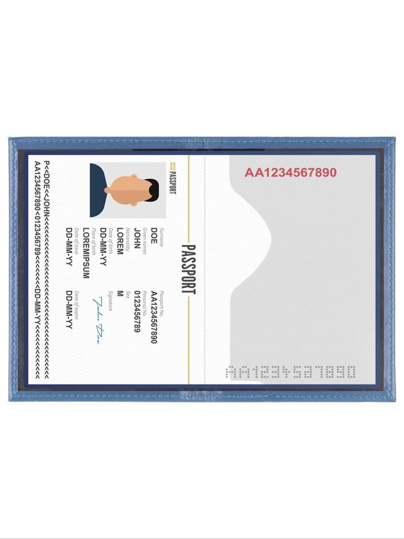 Product Introduction of Unisex Fashion Bifold Card Holder with Card Slots, Textured Letters Embossed Passport Case, Simple Style Plain Color Card Holder For Passport & Bank Card For Travel 2