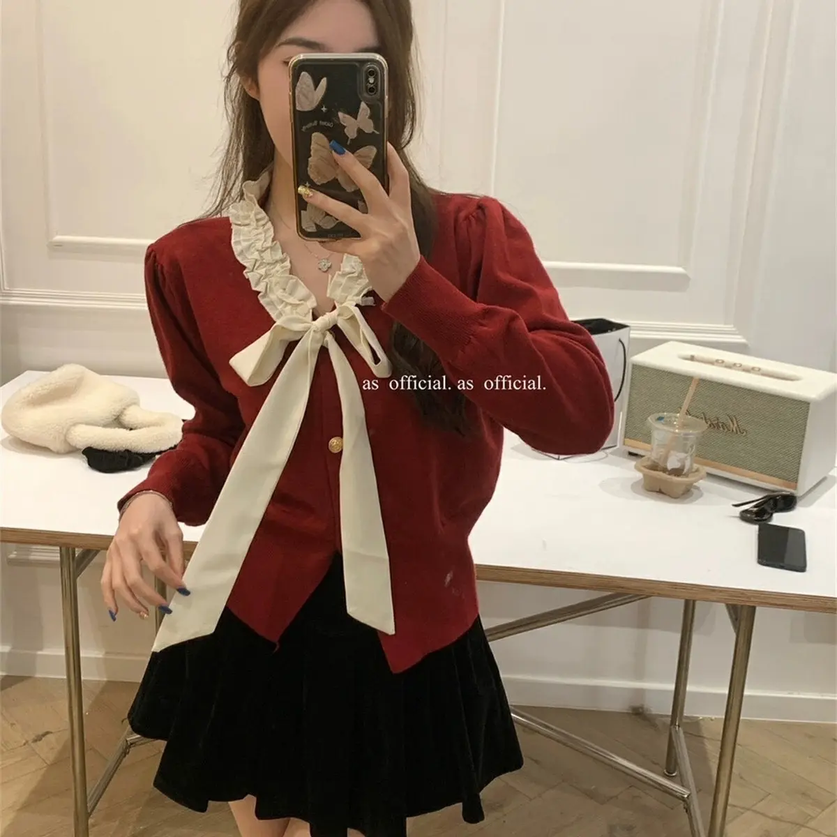 XẢ KHO NGHỈ TẾT Áo len nơ cúc đồng hàng Qc