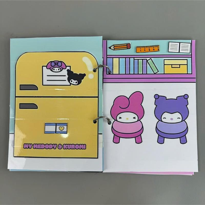 Đồ Chơi Bóc Dán Búp Bê - Game Book my melody & Kuromi House - Học Liệu Bóc Dán Thủ Công Kuromi- Trò chơi thủ công 3
