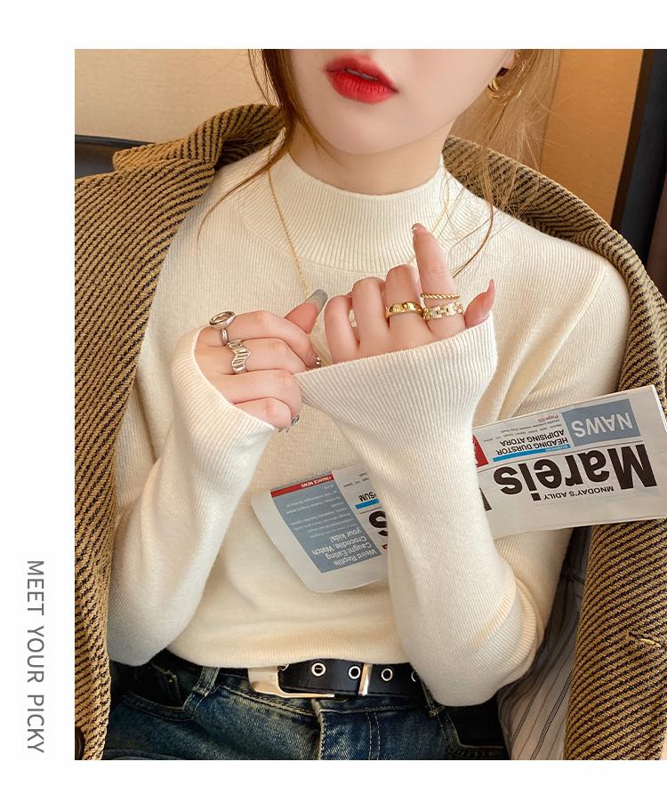 Product Introduction of Women's Knitwear Half Turtleneck Bottoming Shirt Classic Style Inner Wear Autumn and Winter Cashmere Sweater 2024 New Spring and Autumn Top 22