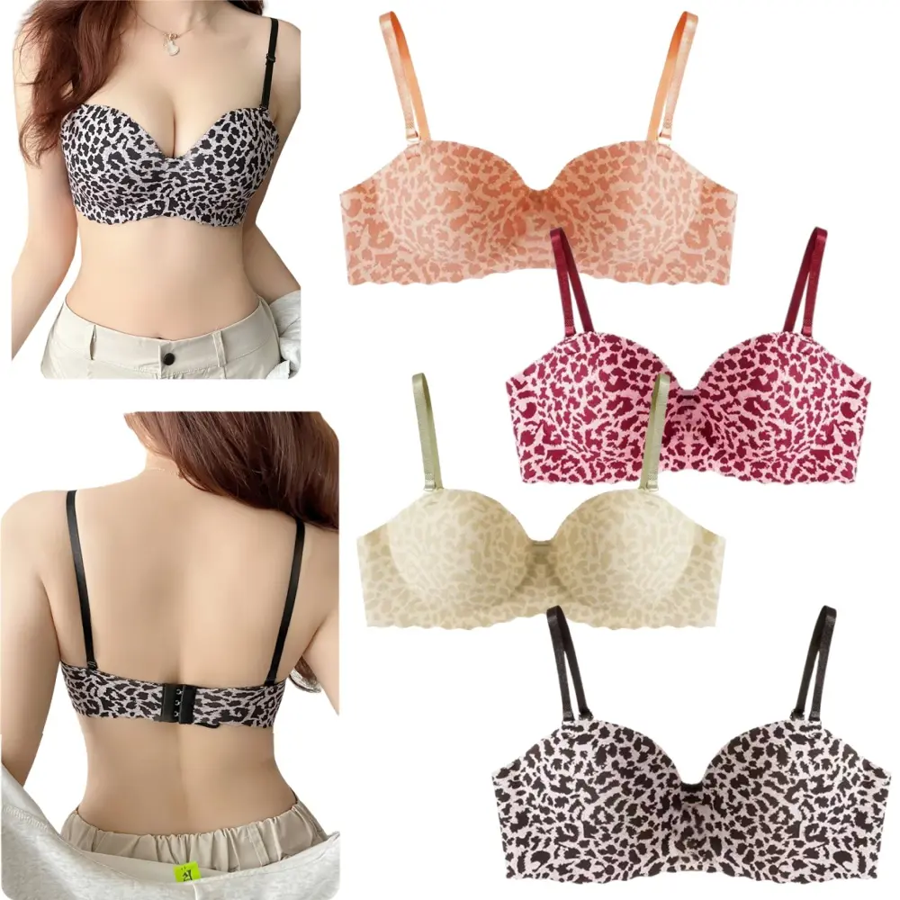 Underwear For Women Invisible Bra Leopard Print Push-up Beautiful Back Bra Breathable Skin Friendly Comfortable Fabric Womenswear