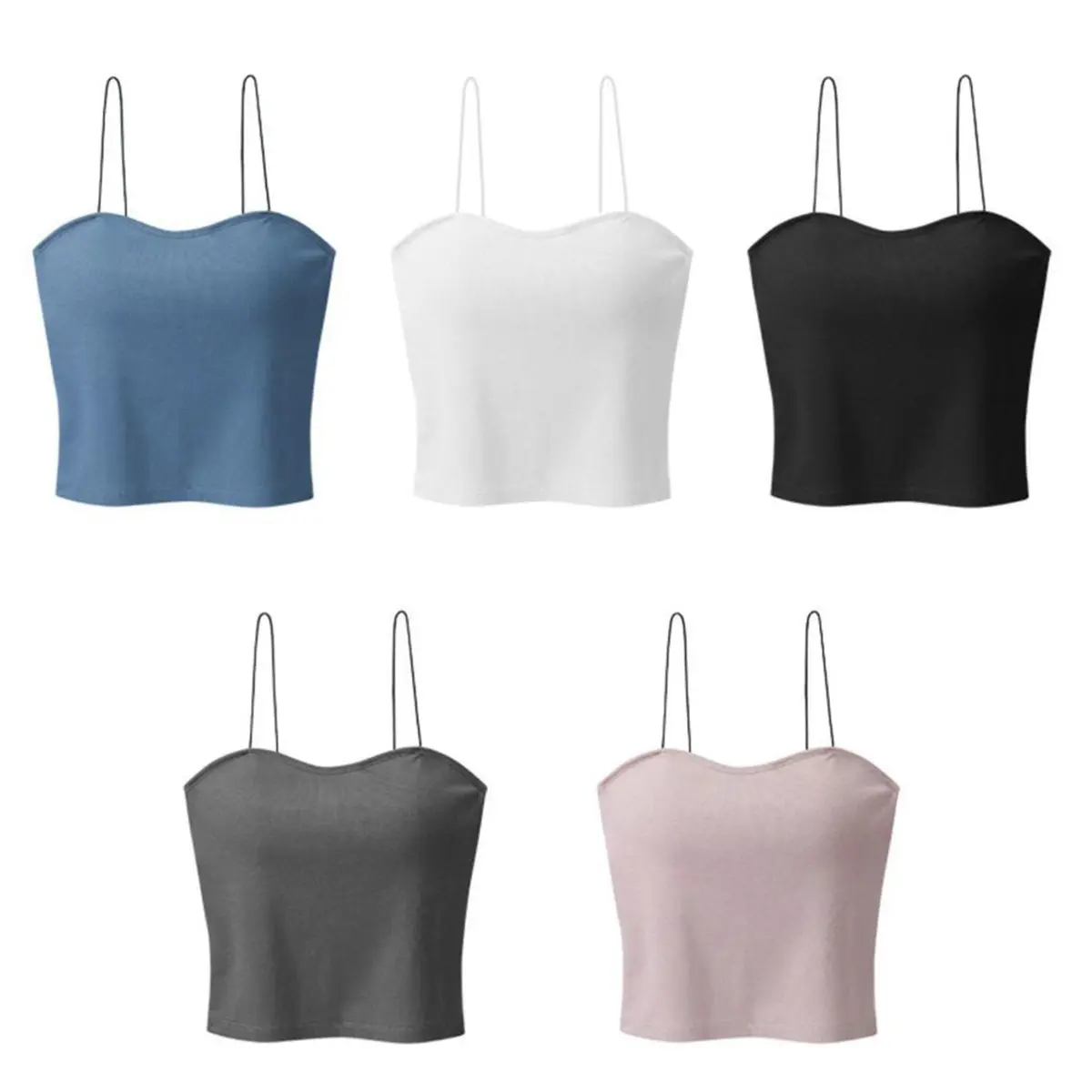 Simple Solid Color Girl's Small Camisole With Chest Pads Womenswear , Breathable, Gathered, Beautiful Back, sexy Underwear Vest Sport Tops DDUN