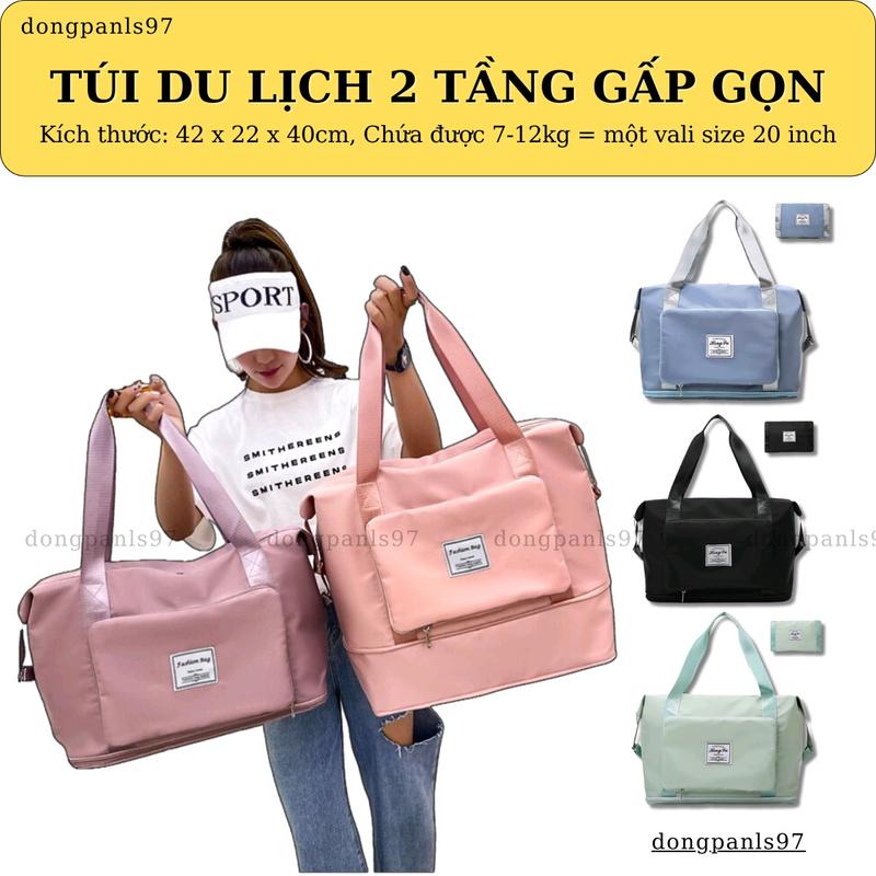 Túi Xách Du Lịch Gấp Gọn 2 Tầng Đa Năng Nhiều Ngăn Rộng Rãi Khóa Tiện Dụng Đeo Vai Bag Vietnam Travel Bags