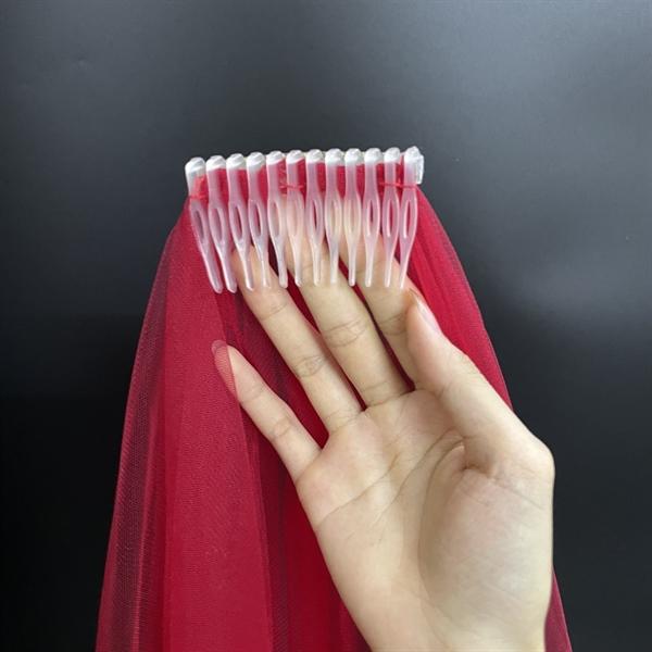 Voan cô dâu màu đỏ đô trơn dài ngang lưng 2