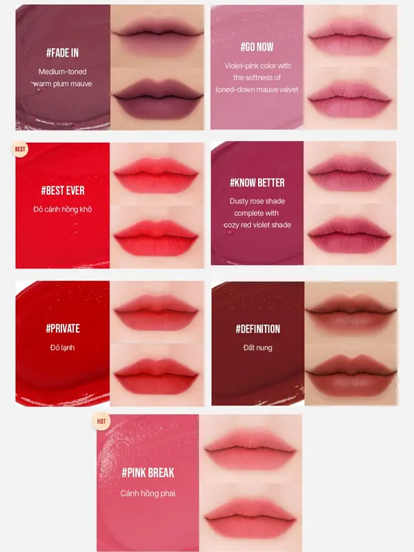 Son kem lì nhung mịn 3CE Velvet Lip Tint 4g 5