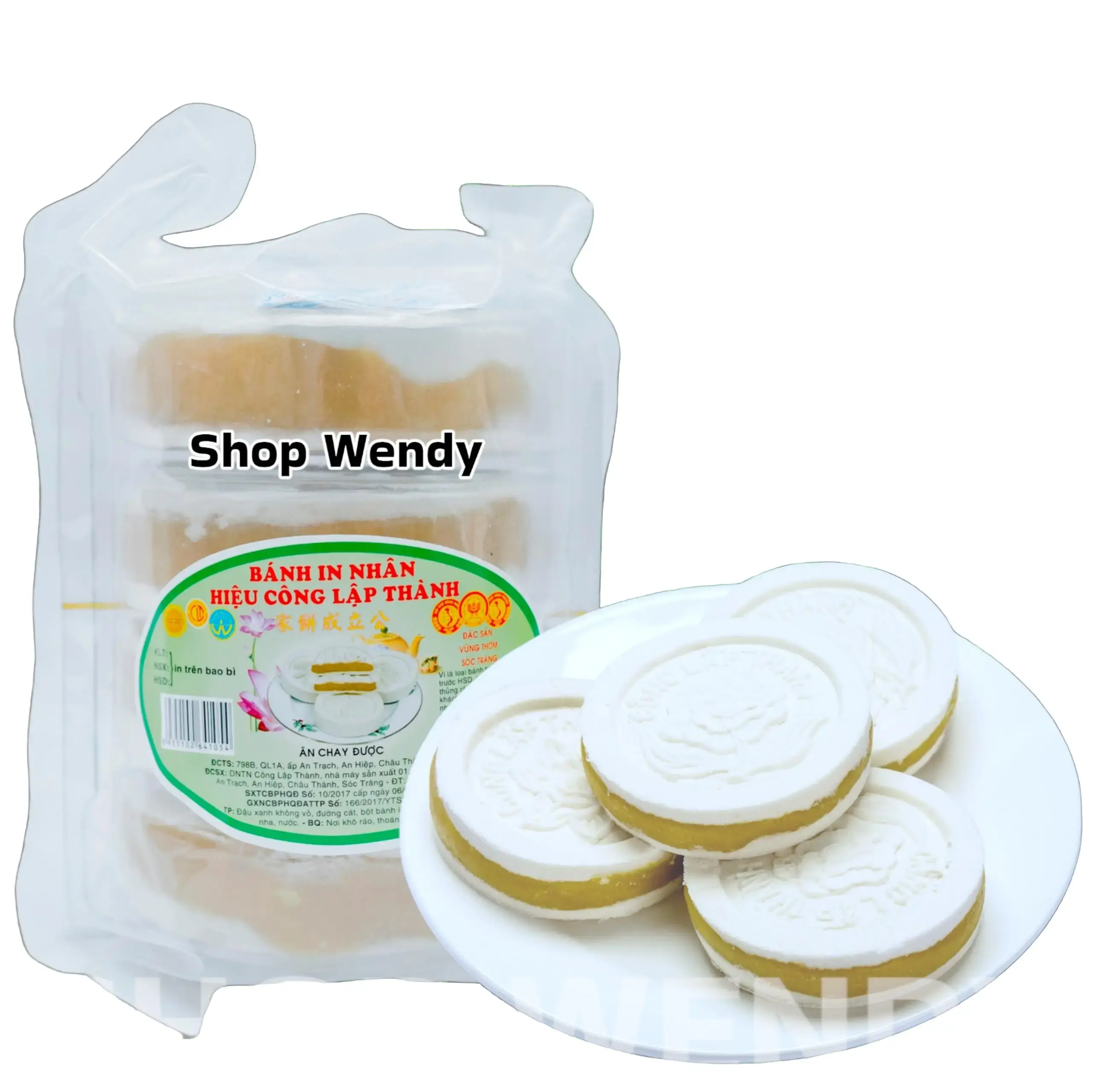Bánh In Nhân Đậu Xanh - Công Lập Thành - 500gram - Rất ngon Thích hợp Làm Quà Tặng - Ăn Chay Được Cake Food