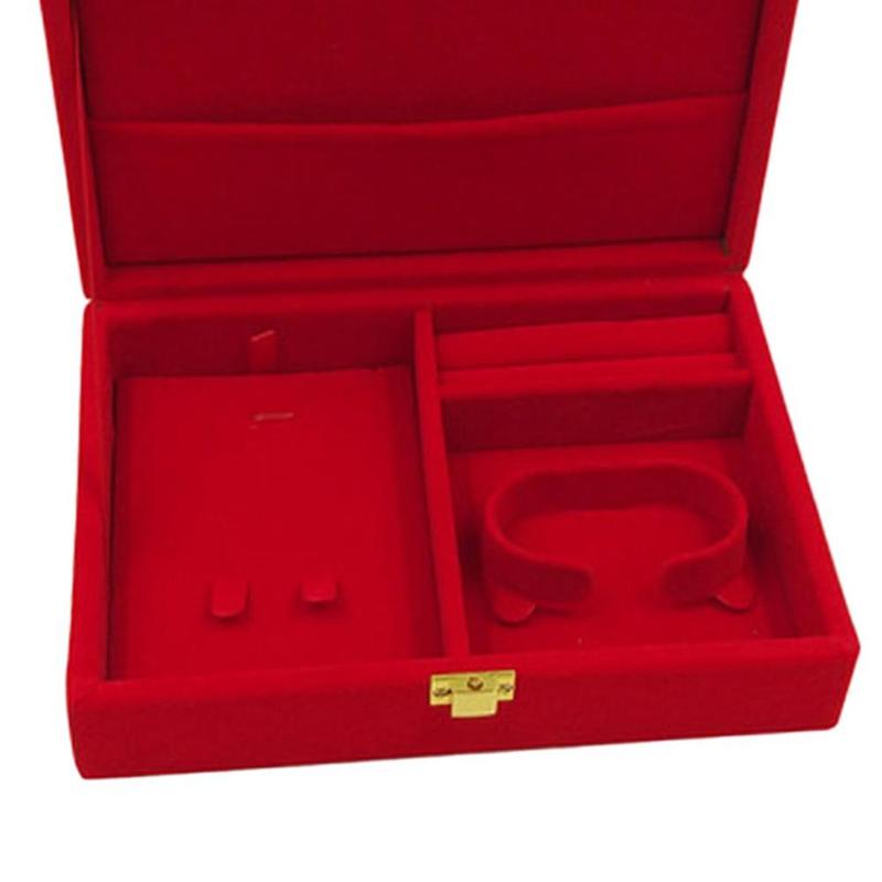 Product Introduction of Soft Velvet Red Jewelry Box Case with Lid Rings Bangle Storage Holder Organizer 2