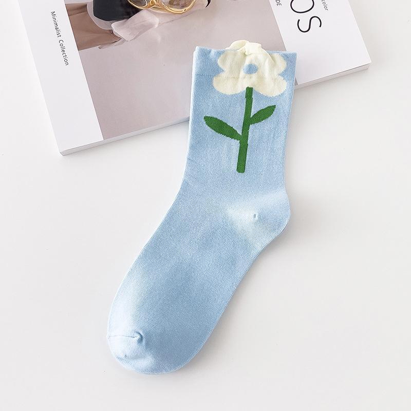 Product Introduction of Japanese Sweet Tulip Lovely Three-Dimensional Flowers Autumn Winter Socks South Korean Instagram Trend Literary Long Socks Woman Spring Womenswear 13