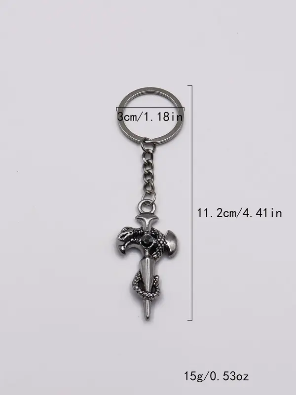 Vintage Snake & Sword Design Keychain, Rhinestone Decor Keychain for Car Keys for Women & Men, Fashion Accessories for Daily Use 4